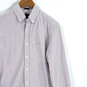 J Crew Slim Fit Mens Red White Blue Check Button Down Shirt Long Sleeve Sz S